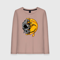 Лонгслив хлопковый женский Улыбающийся смайл, цвет: пыльно-розовый