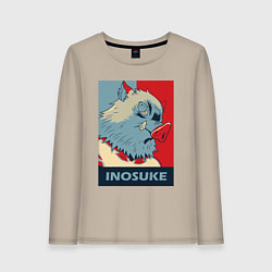 Лонгслив хлопковый женский Иноскэ Хасибира, цвет: миндальный