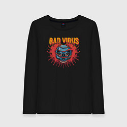Лонгслив хлопковый женский Bad virus skull, цвет: черный