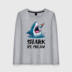 Лонгслив хлопковый женский Shark ice cream - ai art, цвет: меланж
