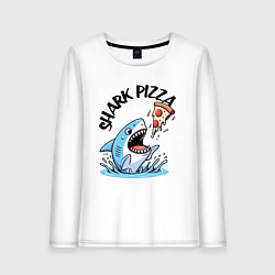 Лонгслив хлопковый женский Shark pizza - ai art fantasy, цвет: белый