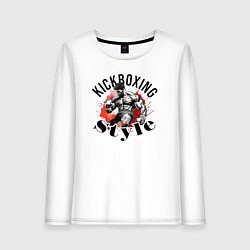 Лонгслив хлопковый женский Kickboxing style, цвет: белый