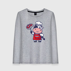 Лонгслив хлопковый женский Коровка повар, цвет: меланж