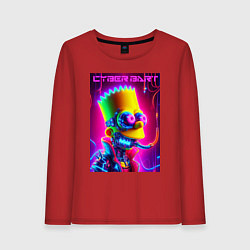 Лонгслив хлопковый женский Cyber Bart - neon glow fantasy, цвет: красный