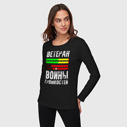 Лонгслив хлопковый женский Ветеран войны громкостей, цвет: черный — фото 2