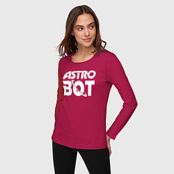 Лонгслив хлопковый женский Astro bot logo, цвет: маджента — фото 2