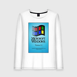 Лонгслив хлопковый женский Windows 3, цвет: белый