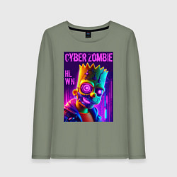 Женский лонгслив Bart Simpson cyber zombie - halloween ai art