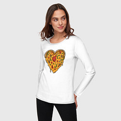 Лонгслив хлопковый женский Pizza heart, цвет: белый — фото 2