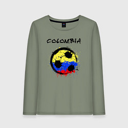 Лонгслив хлопковый женский Сборная Колумбии, цвет: авокадо