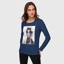 Лонгслив хлопковый женский Клинок, рассекающий демонов Синобу Котё, цвет: тёмно-синий — фото 2
