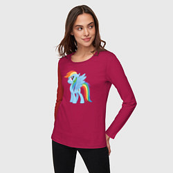 Лонгслив хлопковый женский Рейнбоу Дэш из My Little Pony в кино, цвет: маджента — фото 2