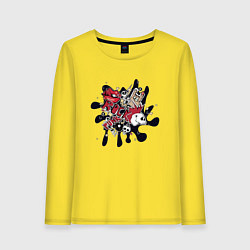 Лонгслив хлопковый женский Панк рок черепа, цвет: желтый