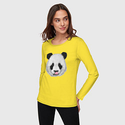 Лонгслив хлопковый женский Панда с языком, цвет: желтый — фото 2