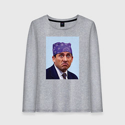 Лонгслив хлопковый женский Michael Scott - Prison mike the office meme, цвет: меланж