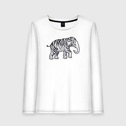 Лонгслив хлопковый женский Тигриный слон, цвет: белый