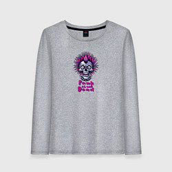 Лонгслив хлопковый женский Череп панка анархиста, цвет: меланж