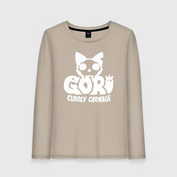 Лонгслив хлопковый женский Goro cuddly carnage logo, цвет: миндальный