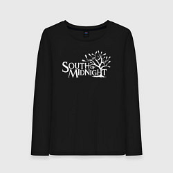 Лонгслив хлопковый женский South of midnight logo, цвет: черный