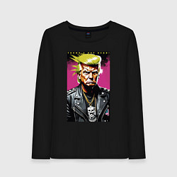 Лонгслив хлопковый женский Trumps not dead - motto, цвет: черный