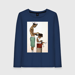 Лонгслив хлопковый женский Парикмахер, цвет: тёмно-синий