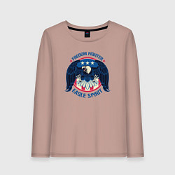 Лонгслив хлопковый женский Борец за свободу - дух орла, цвет: пыльно-розовый