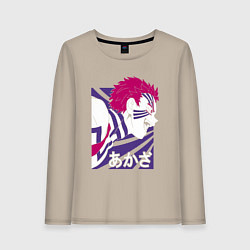Лонгслив хлопковый женский Клинок рассекающий демонов Акадза, цвет: миндальный