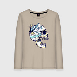 Лонгслив хлопковый женский Черепок и природа, цвет: миндальный