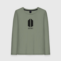 Лонгслив хлопковый женский BTS Army black, цвет: авокадо