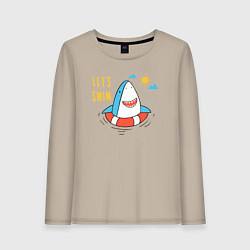 Лонгслив хлопковый женский Давай поплаваем, цвет: миндальный