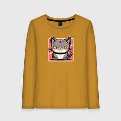 Женский лонгслив Сердитый кот в стиле аниме