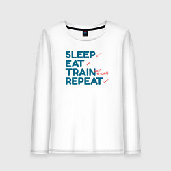 Женский лонгслив Eat sleep train repeat - blue and red