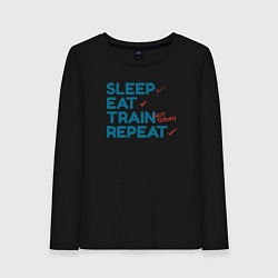 Женский лонгслив Eat sleep train repeat - blue and red