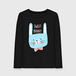 Лонгслив хлопковый женский Sweet bunny, цвет: черный