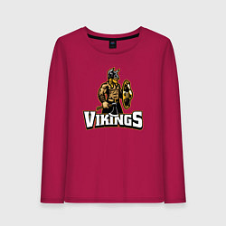 Лонгслив хлопковый женский Vikings team, цвет: маджента