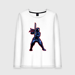 Лонгслив хлопковый женский Sword ninja, цвет: белый