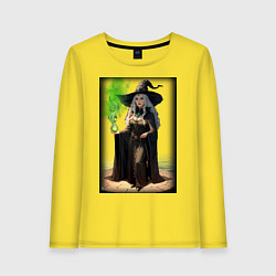 Лонгслив хлопковый женский Ведьма, цвет: желтый