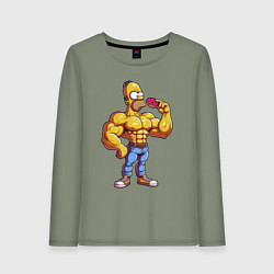 Лонгслив хлопковый женский Гомер культурист, цвет: авокадо