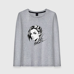 Лонгслив хлопковый женский Девушка эмо, цвет: меланж