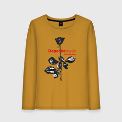 Лонгслив хлопковый женский Depeche Mode - Violator black rose, цвет: горчичный