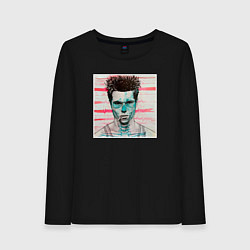 Лонгслив хлопковый женский Тайлер Дерден скелет, цвет: черный