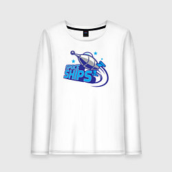 Лонгслив хлопковый женский Космические корабли, цвет: белый