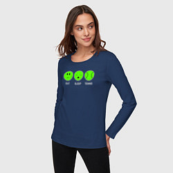 Лонгслив хлопковый женский Eat sleep tennis, цвет: тёмно-синий — фото 2