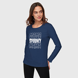 Лонгслив хлопковый женский Spooky mom, цвет: тёмно-синий — фото 2