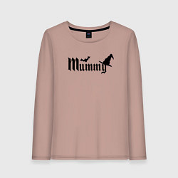 Лонгслив хлопковый женский Mummy - мама на хэллоуин мумия, цвет: пыльно-розовый