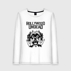 Лонгслив хлопковый женский Hollywood Undead - rock dog, цвет: белый