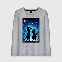 Женский лонгслив Танцующие коты под звёздным небом
