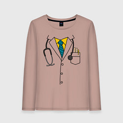 Лонгслив хлопковый женский Халат врача, цвет: пыльно-розовый