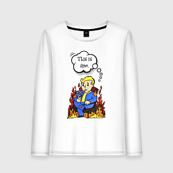 Лонгслив хлопковый женский Vault boy in the fire, цвет: белый