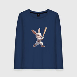 Лонгслив хлопковый женский Зайчик чемпион, цвет: тёмно-синий